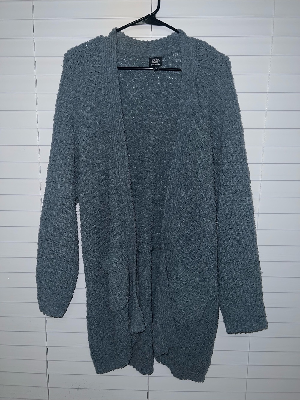 bobeau Slate Blueish Gray Open-Front Pocket Cardigan